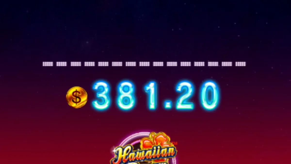 Interface futurista e vibrante do jogo Hawaiian Dream Boost com luzes de neon e flores de hibisco.